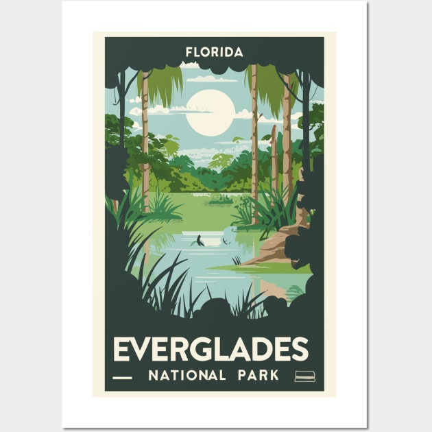 A Vintage Travel Art of the Everglades National Park - Florida - US Wall Art by goodoldvintage